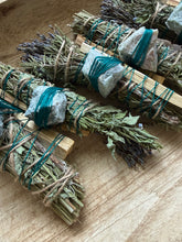 Load image into Gallery viewer, Nephrite Jade, Palo Santo, Sage, Rosemary and Lavender Smudge Stick