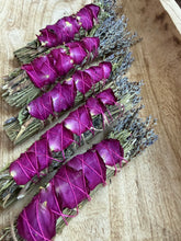 Load image into Gallery viewer, Sage, Rose, Rosemary and Lavender Smudge Stick