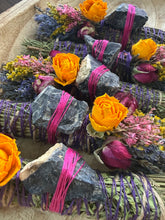 Load image into Gallery viewer, Black Onyx, Sage, Rosemary and Lavender Smudge Stick