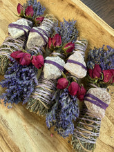 Load image into Gallery viewer, Lepidolite, Sage, Rosemary and Lavender Smudge Stick