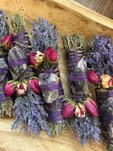Load image into Gallery viewer, Amethyst, Sage, Rosemary and Lavender Smudge Stick