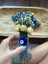 Load image into Gallery viewer, Evil Eye Charm, Sage, Rosemary and Lavender Smudge Stick