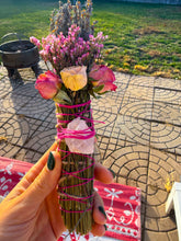 Load image into Gallery viewer, Rose Quartz Rosemary, Sage, Lavender Smudge stick
