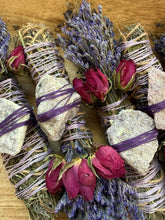 Load image into Gallery viewer, Lepidolite, Sage, Rosemary and Lavender Smudge Stick