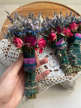 Load image into Gallery viewer, Rainbow fluorite, Blues + Purples, Sage & Lavender Smudge Stick