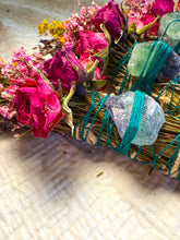 Load image into Gallery viewer, Fluorite Crystal Smudge Stick – White Sage and Lavender Blend for Focus, Peace, and Spiritual Cleansing