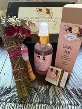 Load image into Gallery viewer, Quartz Crystal Smudge Stick and Cleansing Spray Gift Set
