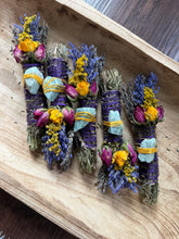 Load image into Gallery viewer, Amazonite, Sage, Rosemary and Lavender Smudge Stick