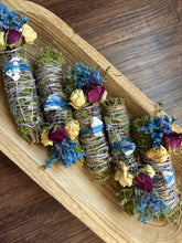 Load image into Gallery viewer, Blue Chalcedony, Cedar and Eucalyptus Smudge Stick