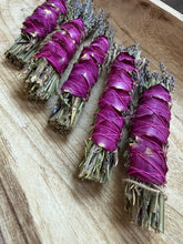 Load image into Gallery viewer, Sage, Rose, Rosemary and Lavender Smudge Stick