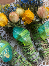 Load image into Gallery viewer, Rainbow fluorite, Green + Blue, Sage & Lavender Smudge Stick