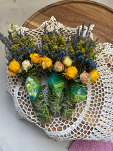 Load image into Gallery viewer, Rainbow fluorite, Green + Blue, Sage & Lavender Smudge Stick