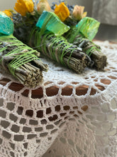 Load image into Gallery viewer, Rainbow fluorite, Green + Blue, Sage & Lavender Smudge Stick