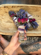 Load image into Gallery viewer, Lepidolite, Sage, Rosemary and Lavender Smudge Stick