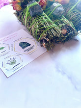 Load image into Gallery viewer, Crocodile Jasper Smudge Stick, Cedar and Lavender Smoke Cleansing Wand, Alternative to White Sage