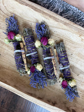 Load image into Gallery viewer, Smoky Quartz, Sage, Rosemary and Lavender Smudge Stick image 3