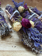 Load image into Gallery viewer, Smoky Quartz, Sage, Rosemary and Lavender Smudge Stick image 5
