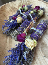 Load image into Gallery viewer, Smoky Quartz, Sage, Rosemary and Lavender Smudge Stick image 6