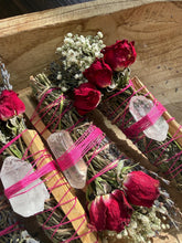 Load image into Gallery viewer, Quartz Crystal, Sage, Rosemary, Lavender and Palo Santo Smudge Stick image 4