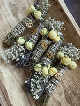 Load image into Gallery viewer, Evil Eye Protection Smudge Stick, Sage Lavender Rosemary, Smoke Cleansing Bundle, Protection Ritual, Witch Altar Supply image 3