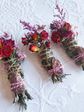 Load image into Gallery viewer, Leopard Skin Jasper, sage, rosemary and lavender smudge stick photo 13