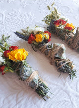 Load image into Gallery viewer, Chrysocolla Smudge Stick with Rosemary, Sage and Lavender