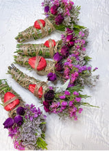 Load image into Gallery viewer, Sage, Cedar, and Strawberry Summer Smudge Stick