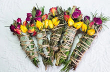 Load image into Gallery viewer, Sage, Min, Rose, Rosemary, and Lavender Smudge Stick