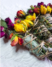Load image into Gallery viewer, Sage, Min, Rose, Rosemary, and Lavender Smudge Stick