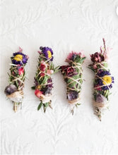 Load image into Gallery viewer, Amethyst, Sage, Rosemary, Lavender and Wild Flower Smudge Stick