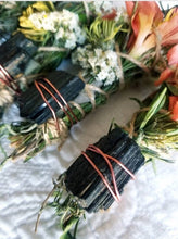 Load image into Gallery viewer, Black Tourmaline, Palo Santo, Sage, Rosemary and Wild Flower Smudge Bundle
