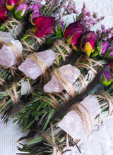 Load image into Gallery viewer, Wholesale Sage - Rose Quartz Rosemary, Sage, Lavender Smudge stick Bulk Listing of 75