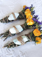 Load image into Gallery viewer, Amazonite, Rosemary, Lavender, Sage and Wild Flower Smudge Stick