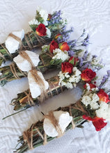 Load image into Gallery viewer, White Howlite, Palo Santo, Rosemary, White Sage, Lavender and Wild Flower Smudge Stick
