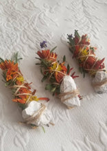 Load image into Gallery viewer, White Howlite, Palo Santo, Rosemary, White Sage, Lavender and Wild Flower Smudge Stick