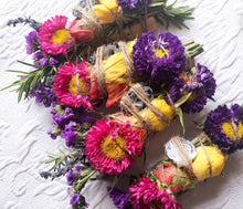 Load image into Gallery viewer, Agate Geode, Palo Santo, Sage, Rosemary, Lavender And Flower Smudge Wand