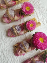 Load image into Gallery viewer, Amethyst, Rose and Palo Santo Smudge stick