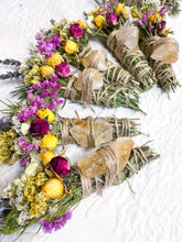 Load image into Gallery viewer, Citrine, Lavender, Sage and Rosemary Smudge Stick