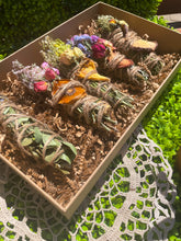 Load image into Gallery viewer, Smudge Stick With Flowers, Home Cleansing, Calming Gifts Women, Witchy Accessories, Meditation Altar, FRUIT Smudge Sticks