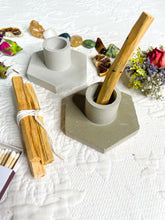 Load image into Gallery viewer, Cement Chime Candle, Palo Santo, Smudging Holder for your Altar Space