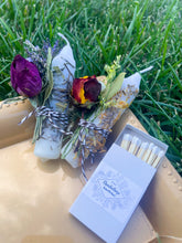 Load image into Gallery viewer, New Moon and Full Moon Intention Candle Packed with Crystals, Herbs, and Flowers