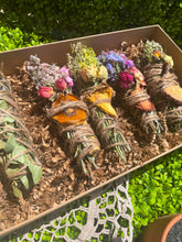Load image into Gallery viewer, Smudge Stick With Flowers, Home Cleansing, Calming Gifts Women, Witchy Accessories, Meditation Altar, FRUIT Smudge Sticks