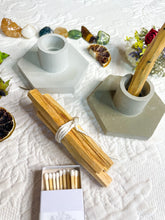 Load image into Gallery viewer, Cement Chime Candle, Palo Santo, Smudging Holder for your Altar Space