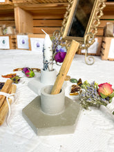 Load image into Gallery viewer, Cement Chime Candle, Palo Santo, Smudging Holder for your Altar Space