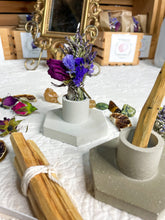 Load image into Gallery viewer, Cement Chime Candle, Palo Santo, Smudging Holder for your Altar Space