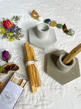 Load image into Gallery viewer, Cement Chime Candle, Palo Santo, Smudging Holder for your Altar Space