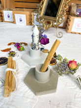 Load image into Gallery viewer, Cement Chime Candle, Palo Santo, Smudging Holder for your Altar Space