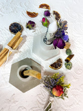 Load image into Gallery viewer, Cement Chime Candle, Palo Santo, Smudging Holder for your Altar Space