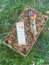 Load image into Gallery viewer, Smudge Stick With Flowers, Home Cleansing, Calming Gifts Women, Meditation Altar, Black Tourmaline Smudge Stick, Protection