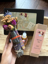 Load image into Gallery viewer, Smudge Stick With Flowers, Home Cleansing, Calming Gifts Women, Meditation Altar, Black Tourmaline Smudge Stick, Protection
